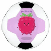 Cute happy raspberry cartoon illustratie voetbal (Voorkant)