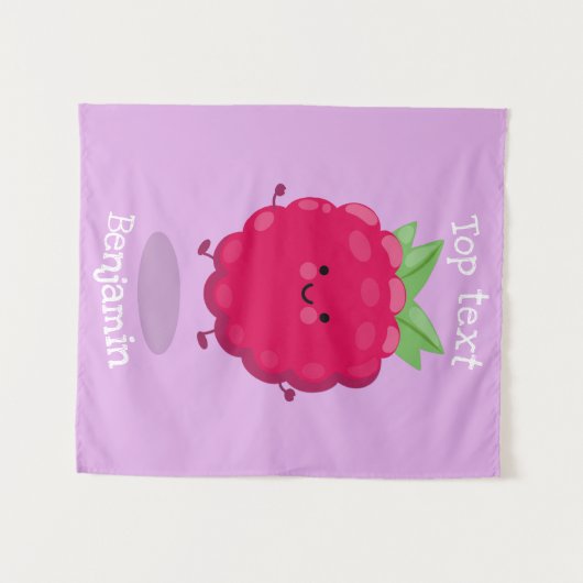 Cute happy raspberry cartoon illustratie wandkleed (Voorkant (horizontaal))