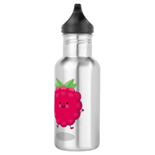 Cute happy raspberry cartoon illustratie waterfles 