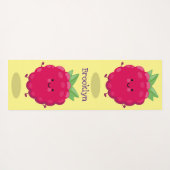 Cute happy raspberry cartoon illustratie yogamat (Achterkant (horizontaal))