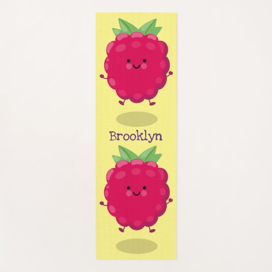 Cute happy raspberry cartoon illustratie yogamat (Voorkant)