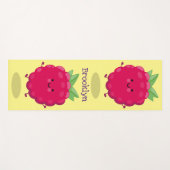 Cute happy raspberry cartoon illustratie yogamat (Voorkant (horizontaal))