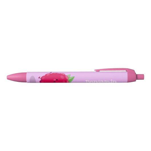 Cute happy raspberry cartoon illustratie zwarte inkt pen (Bovenkant)