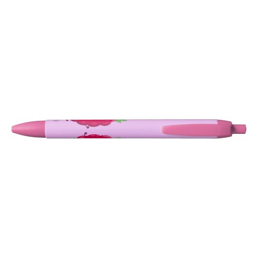 Cute happy raspberry cartoon illustratie zwarte inkt pen (Achterkant)