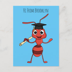 Cute happy red ant cartoon briefkaart