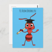 Cute happy red ant cartoon briefkaart (Voorkant / Achterkant)