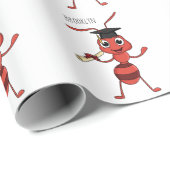 Cute happy red ant cartoon cadeaupapier (Rol Hoek)