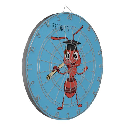 Cute happy red ant cartoon dartbord (Voorkant Links)