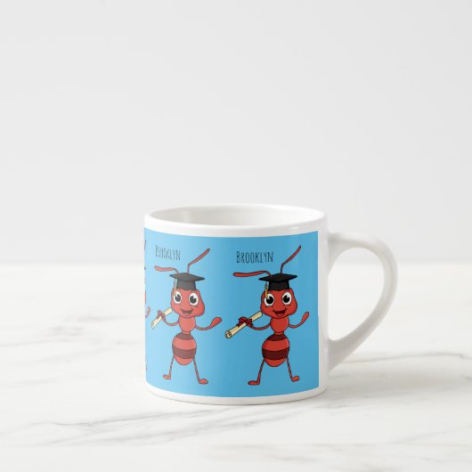 Cute happy red ant cartoon espresso kop (Rechts)