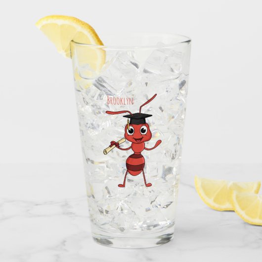 Cute happy red ant cartoon glas (Voorkant ijs)