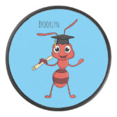 Cute happy red ant cartoon hockey puck (Voorkant)