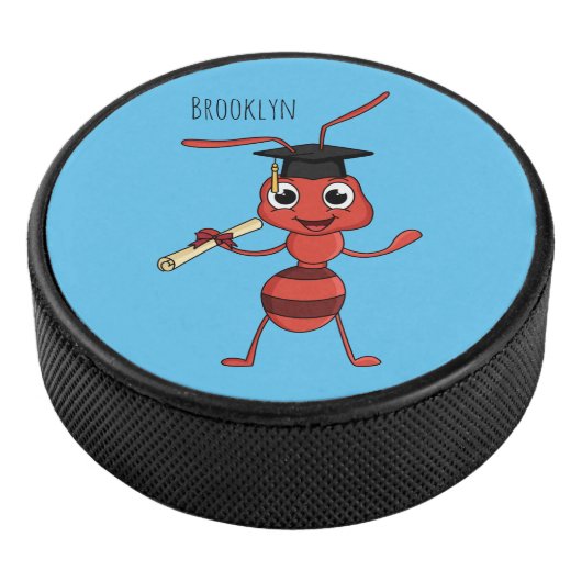 Cute happy red ant cartoon hockey puck (3/4)
