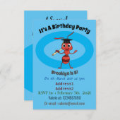 Cute happy red ant cartoon kaart (Voorkant / Achterkant)