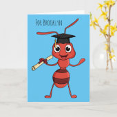 Cute happy red ant cartoon kaart (Gele Bloem)