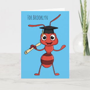 Cute happy red ant cartoon kaart