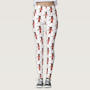 Cute happy red ant cartoon leggings