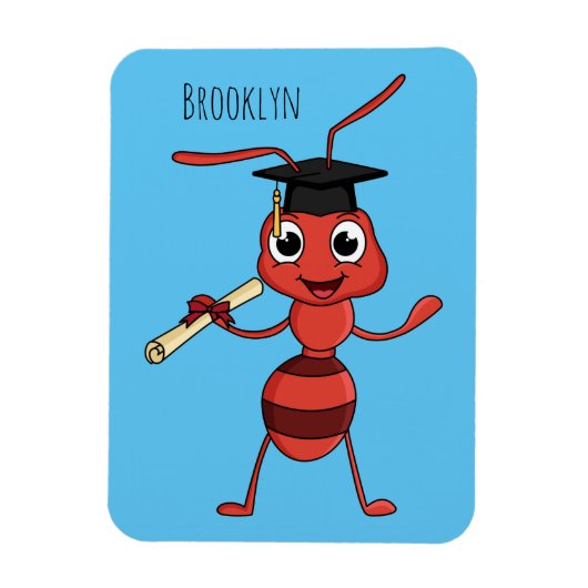 Cute happy red ant cartoon magneet (Verticaal)