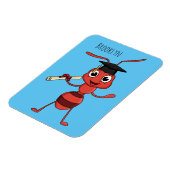 Cute happy red ant cartoon magneet (Linkerzijde)
