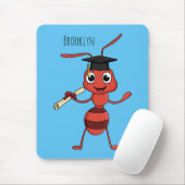 Cute happy red ant cartoon muismat (Met muis)