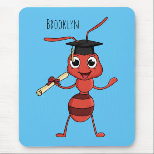 Cute happy red ant cartoon muismat