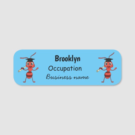 Cute happy red ant cartoon naamplaatje (Voorkant)