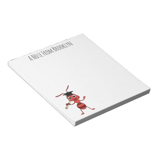 Cute happy red ant cartoon notitieblok (Schuin)