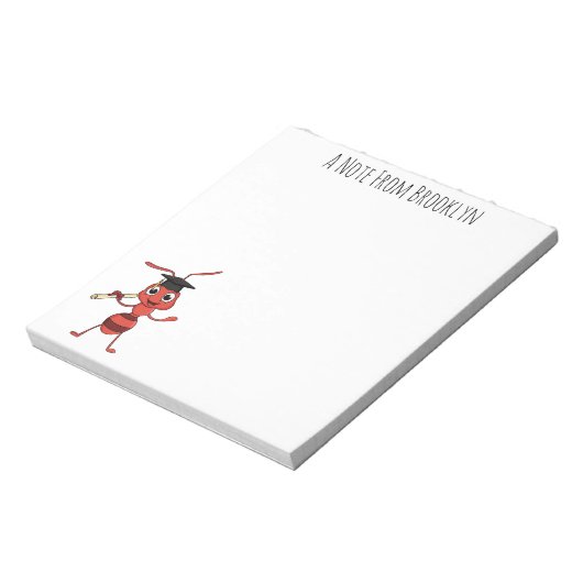 Cute happy red ant cartoon notitieblok (Linkerzijde)