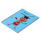 Cute happy red ant cartoon notitieboek (Linkerzijde)