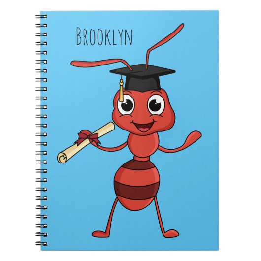Cute happy red ant cartoon notitieboek (Voorkant)