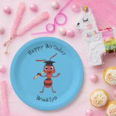 Cute happy red ant cartoon papieren bordje (Feest)