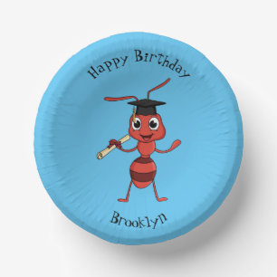 Cute happy red ant cartoon papieren kommen