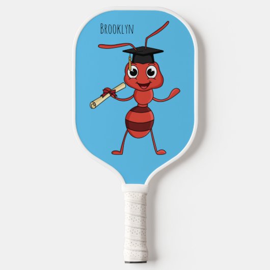 Cute happy red ant cartoon pickleball paddle (Voorkant)