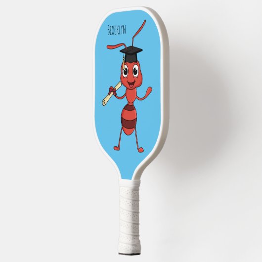 Cute happy red ant cartoon pickleball paddle (Links)