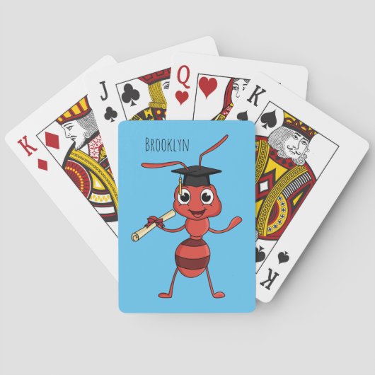 Cute happy red ant cartoon pokerkaarten (Achterkant)