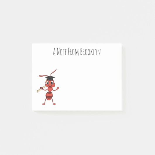 Cute happy red ant cartoon post-it® notes (Voorkant)