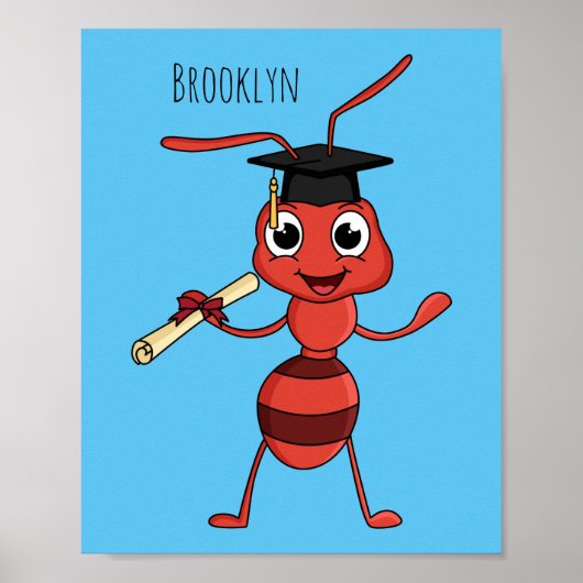 Cute happy red ant cartoon poster (Voorkant)