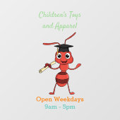 Cute happy red ant cartoon raamsticker (Vel)