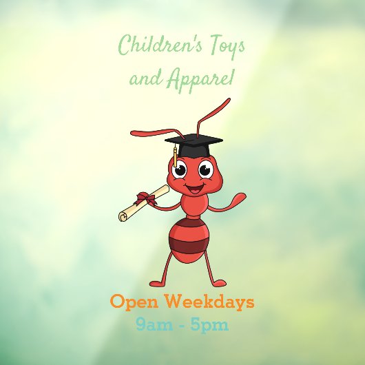 Cute happy red ant cartoon raamsticker (Vel 3)