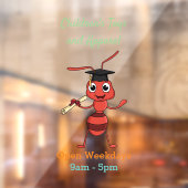 Cute happy red ant cartoon raamsticker (Vel 2)