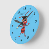 Cute happy red ant cartoon ronde klok (Hoek)