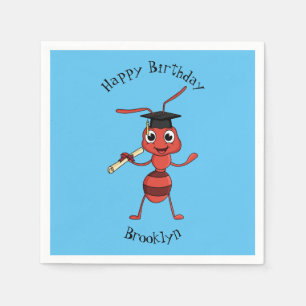 Cute happy red ant cartoon servet
