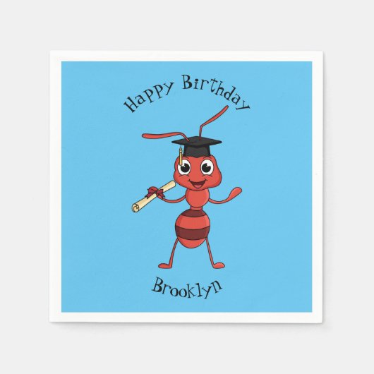 Cute happy red ant cartoon servet (Voorkant)