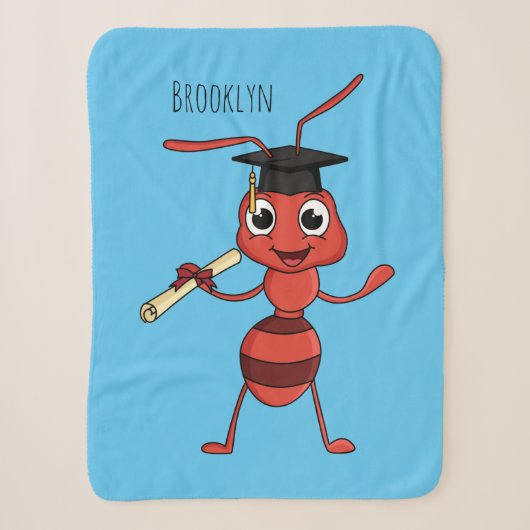 Cute happy red ant cartoon sherpa deken (Voorkant)