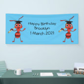 Cute happy red ant cartoon spandoek (Beurs)