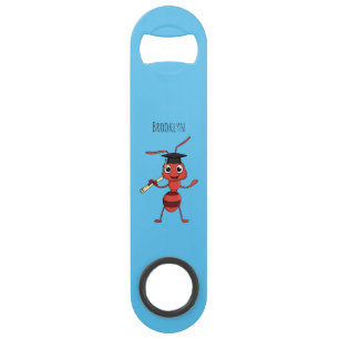 Cute happy red ant cartoon speed flessenopener