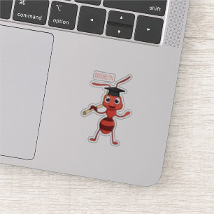 Cute happy red ant cartoon sticker