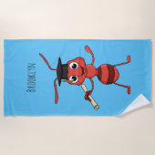 Cute happy red ant cartoon strandlaken (Voorkant)