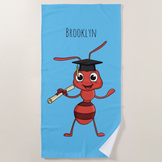 Cute happy red ant cartoon strandlaken (Voorkant)