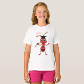 Cute happy red ant cartoon t-shirt (Voorkant volledig)