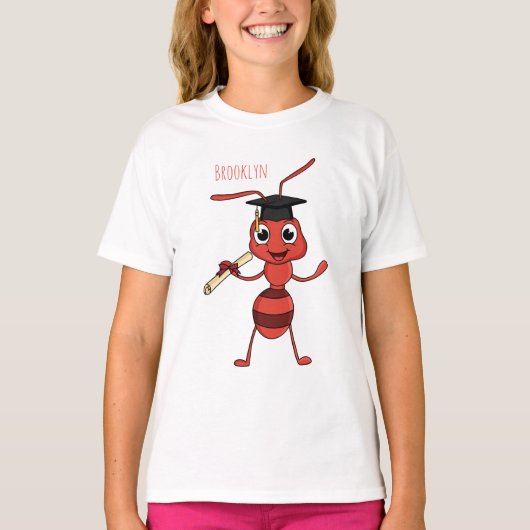 Cute happy red ant cartoon t-shirt (Voorkant)